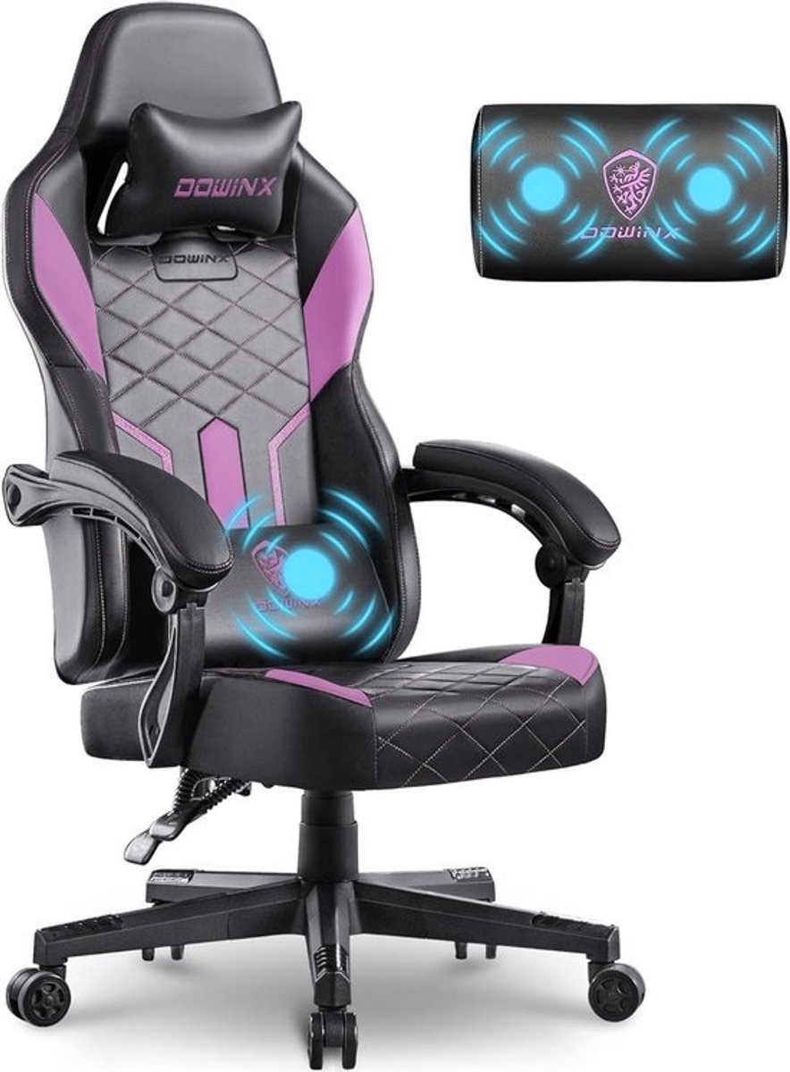 Ergonomische Gamingstoel met Lendesteun en Verstelbare Rugleuning, PU-leer