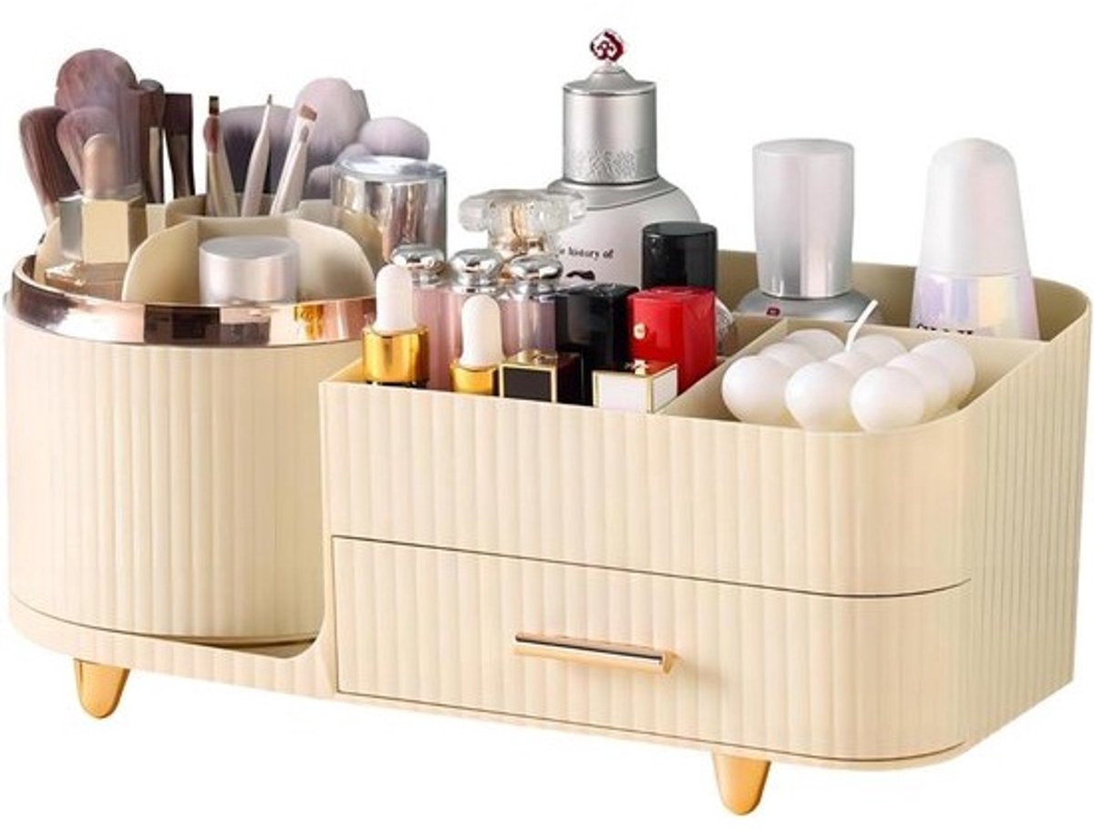 Make-uporganizer met lades - ruimtelijke vitrine voor make-up, huidverzorging, borstels en accessoires
