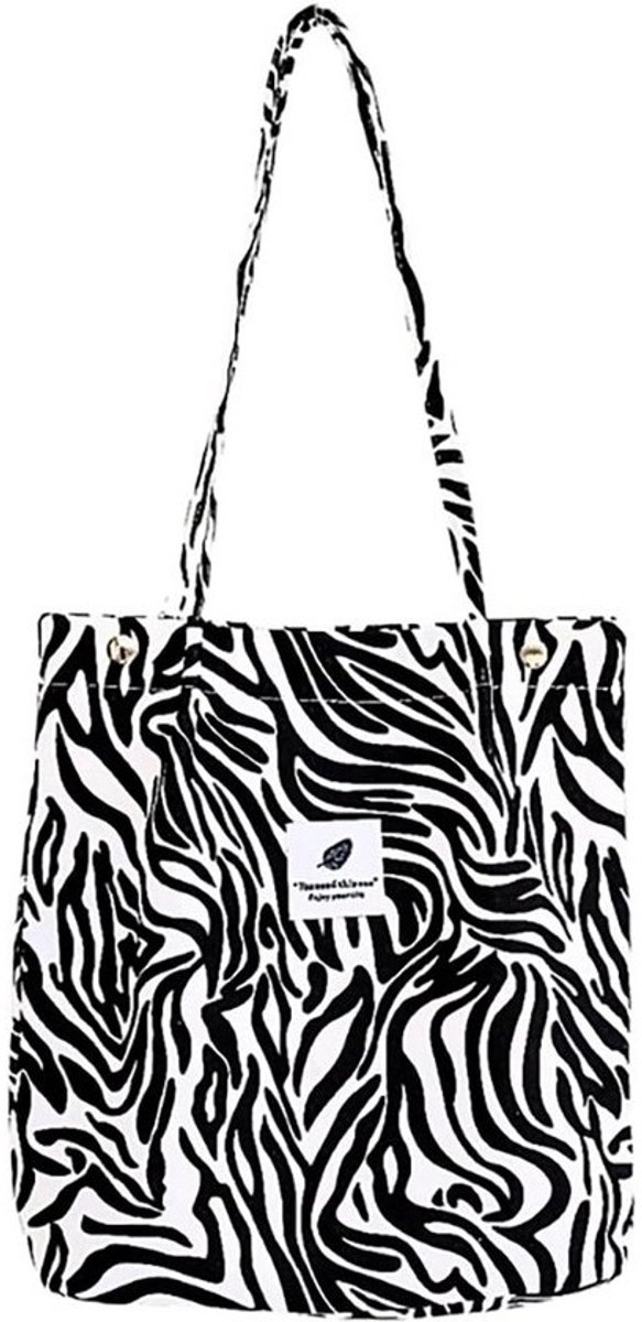 Grote Canvas Tote Bag met Luipaardprint - Corduroy Schoudertas voor Dames - Trendy en Herbruikbaar