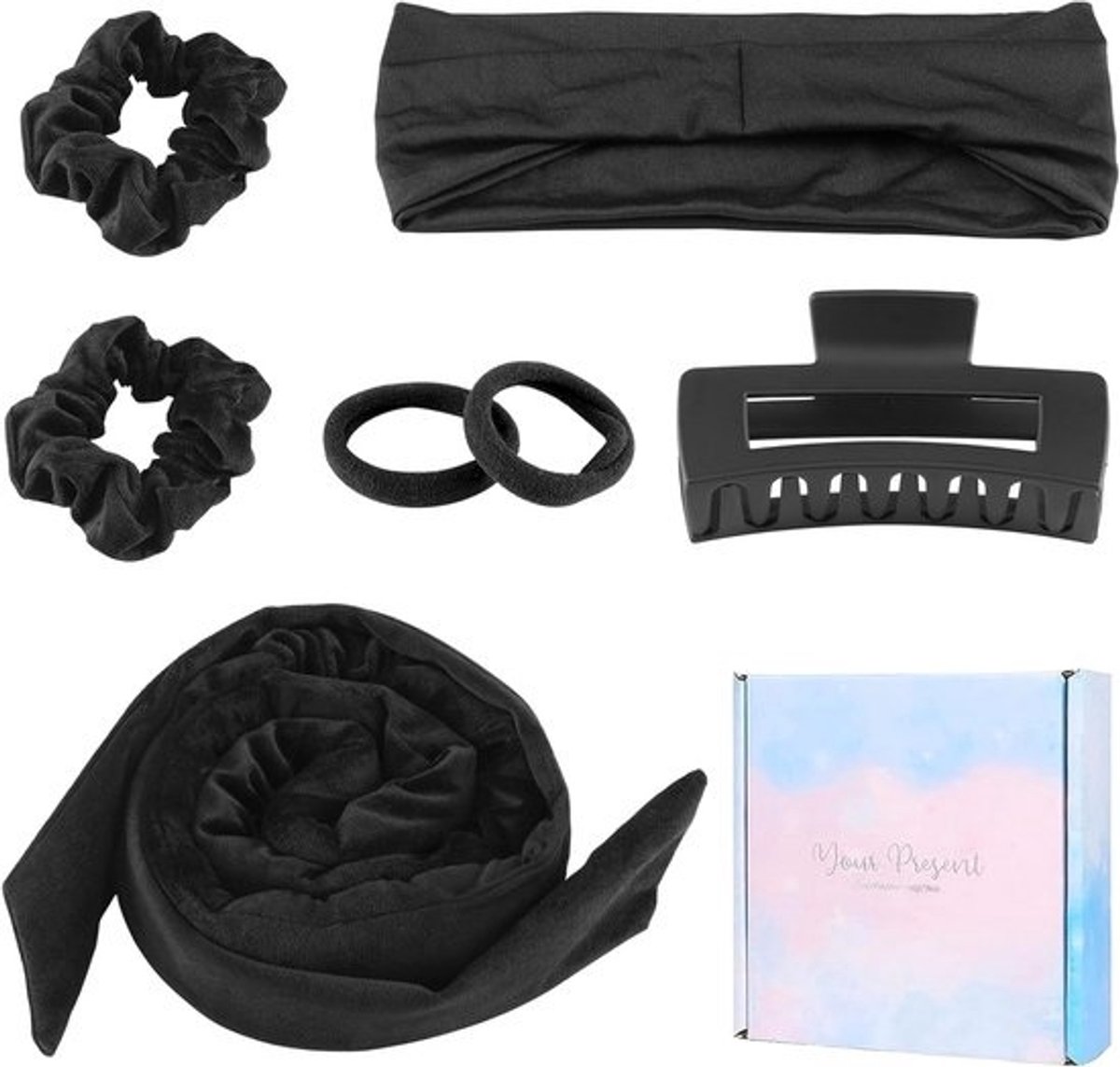 Hittevrije Krulset voor Grote Krullen - Zijden Haarrollers met Clips en Scrunchies