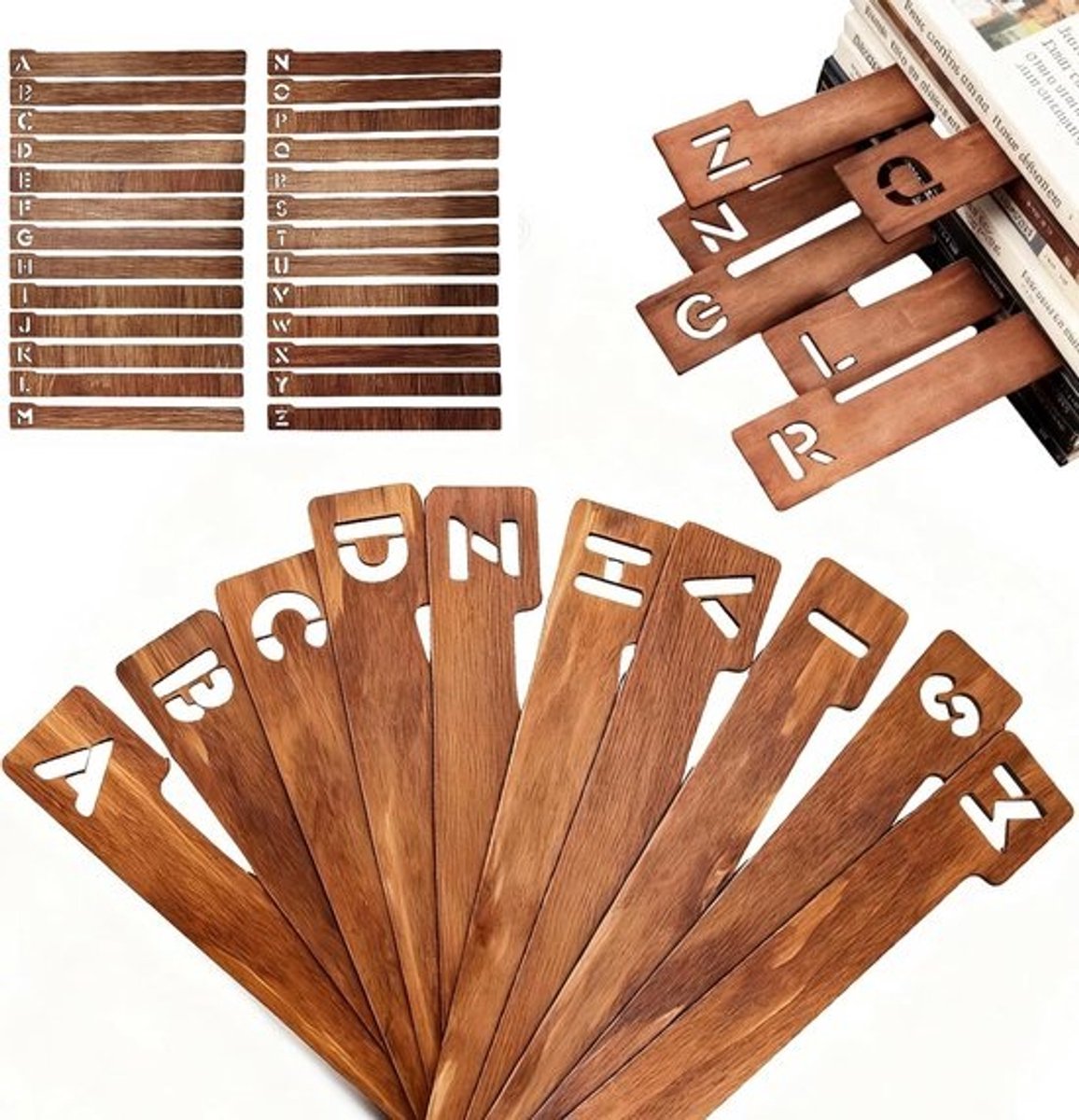 Houten Plaatjescheiders - Vinyl Record Dividers A-Z - Alphabetische Organisatie Tabs - Duurzaam Media Separator - 26 Delen Set Voor LP En CD Collectie - Geschikt Voor Platenkasten En Opbergdozen
