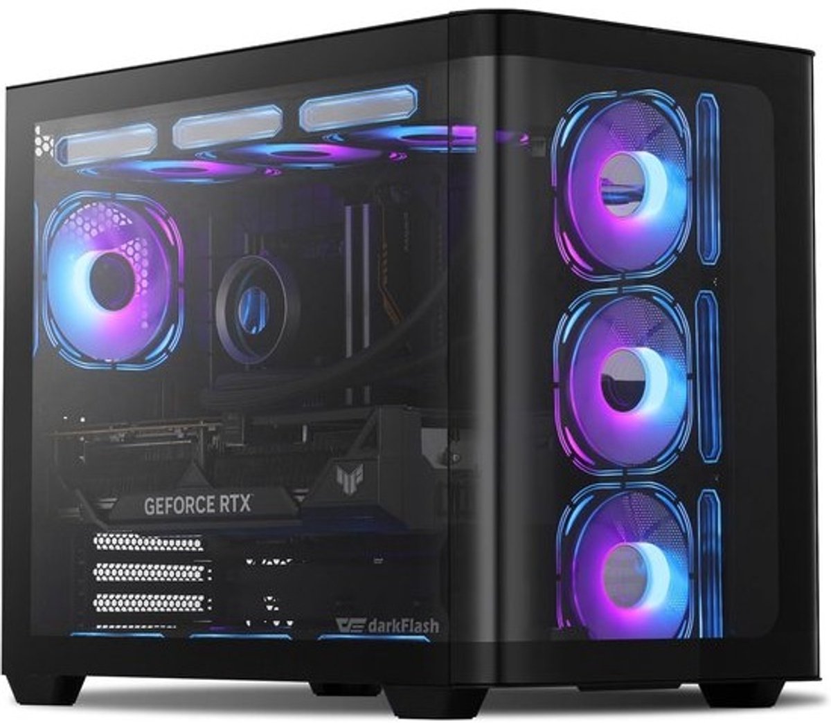 ATX Mid-Tower Gaming PC Behuizing met 4 ARGB Fans en Gebogen Glas