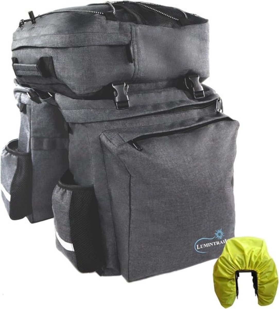 Waterdichte Fietstassen Set 3-in-1 - 40 Liter Fietsbagage als Rugzak en Afneembare Zijtassen