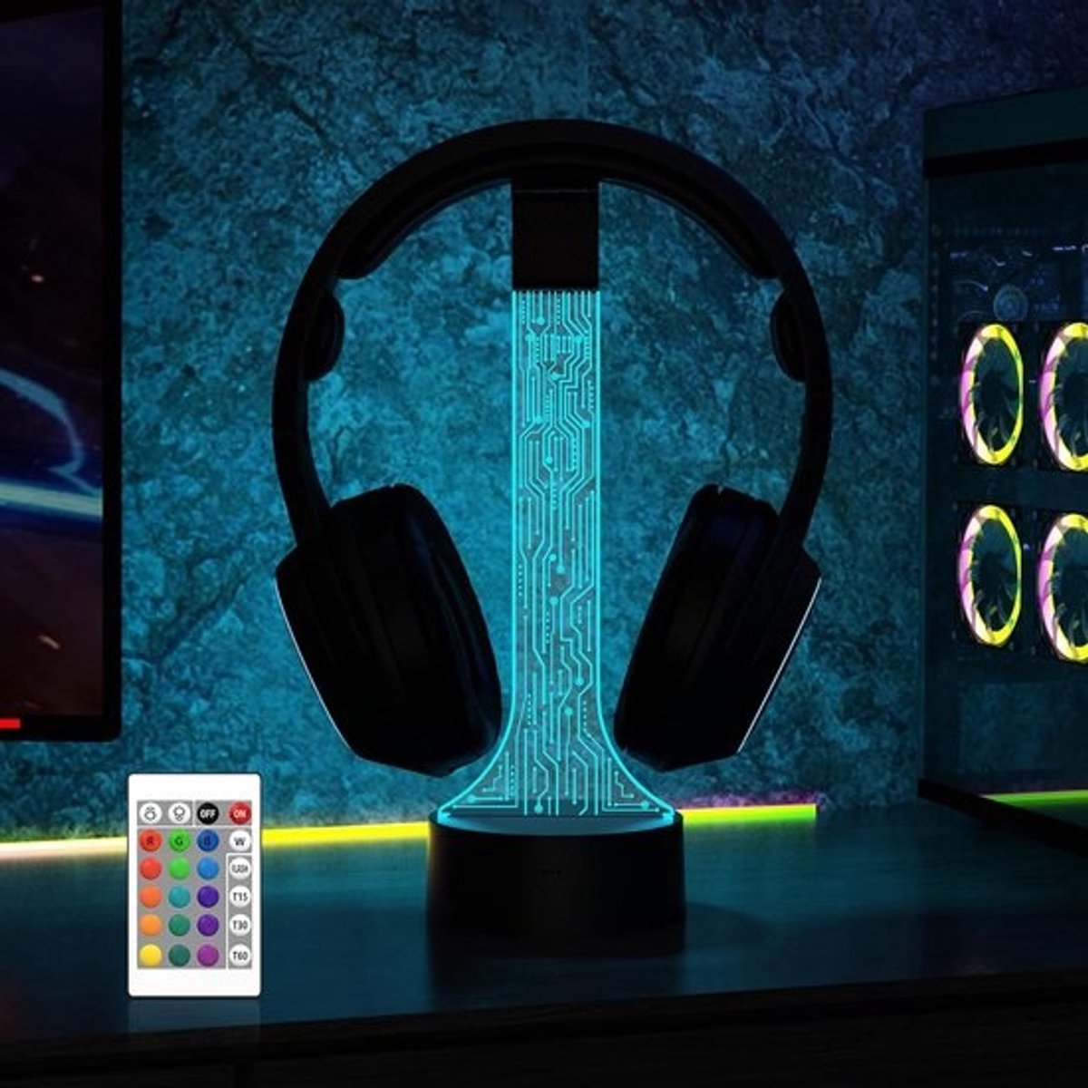RGB Lichtgevende Headset Standaard met 16 Kleuren - Gaming Headset Houder voor Bureau en Speelkamer