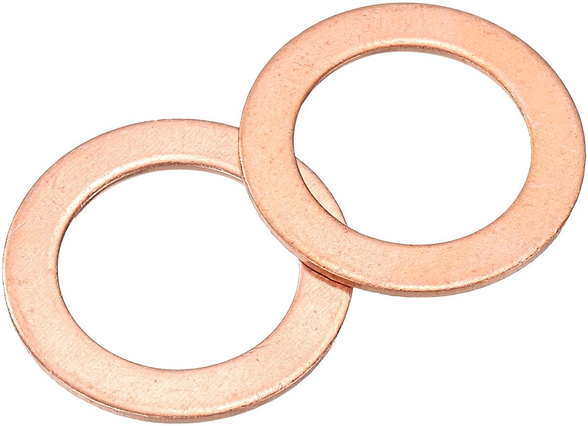 12 stuks Messing Onderlegringen - Platte Borgring & Afdichting - Voor Schroeven, Bouten en Moeren - M16 x 24 mm x 1 mm