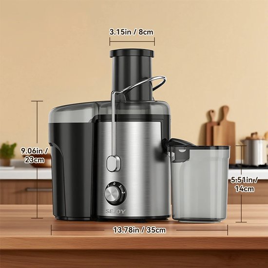 Homezo sapcentrifuge - Voor groente en fruit - Brede opening - 2 Snelheden - Ruime pulpcontainer - 400 ml sap - Schuimafscheider van Homezo — afbeelding 4