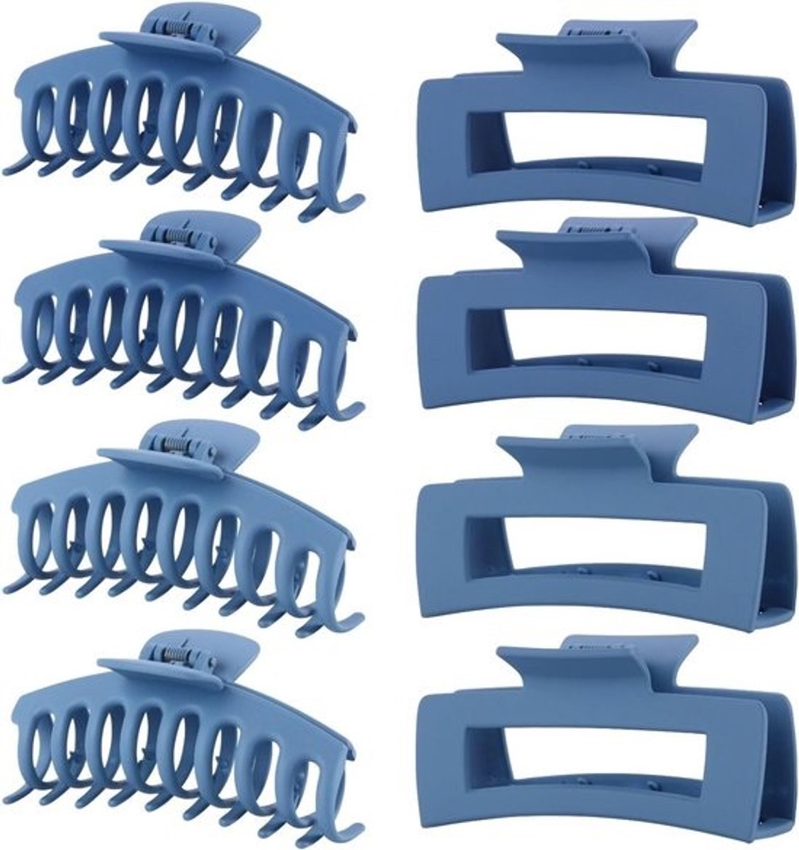 Grote Blauwe Haarclips voor Dames - 8 Stuks Matte Klemmen voor Dik en Dun Haar