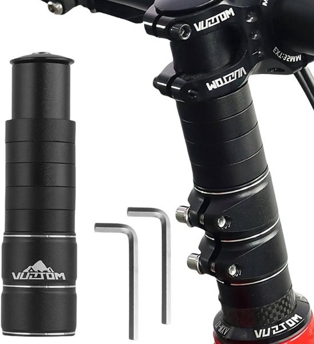 Fiets Stuurverhoger - Stuur Riser - Comfortabel Fietsen - Verstelbare Hoogte - 130mm - Zwart