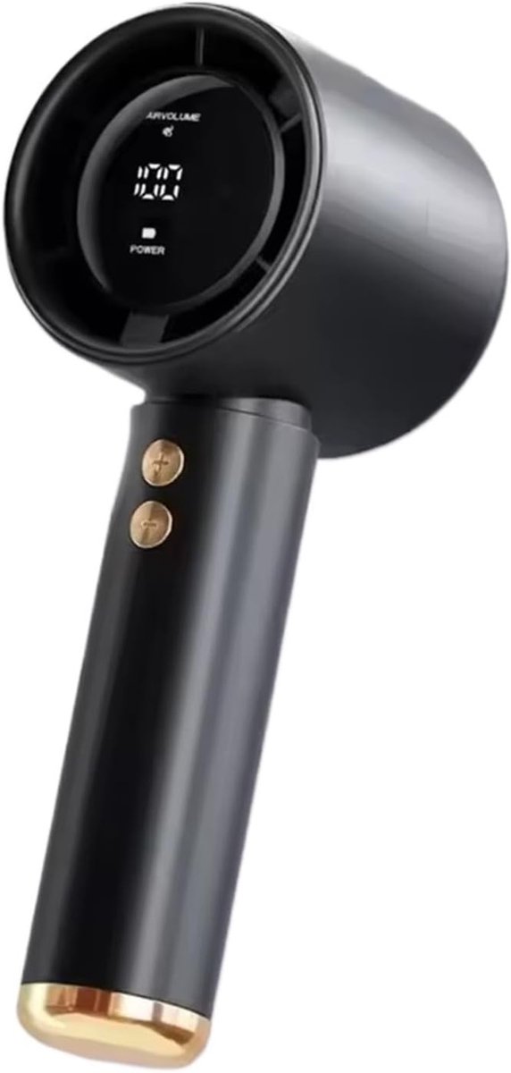 Krachtige kleine ventilator - Geschikt voor kamperen en reizen - Krachtige mini-turbineventilator met hoge snelheid - oplaadbare batterij van 5000 mAh - Mini Draagbare USB Ventilator - Draadloos - Krachtige Turbomotor - Zakventilator - Zwart