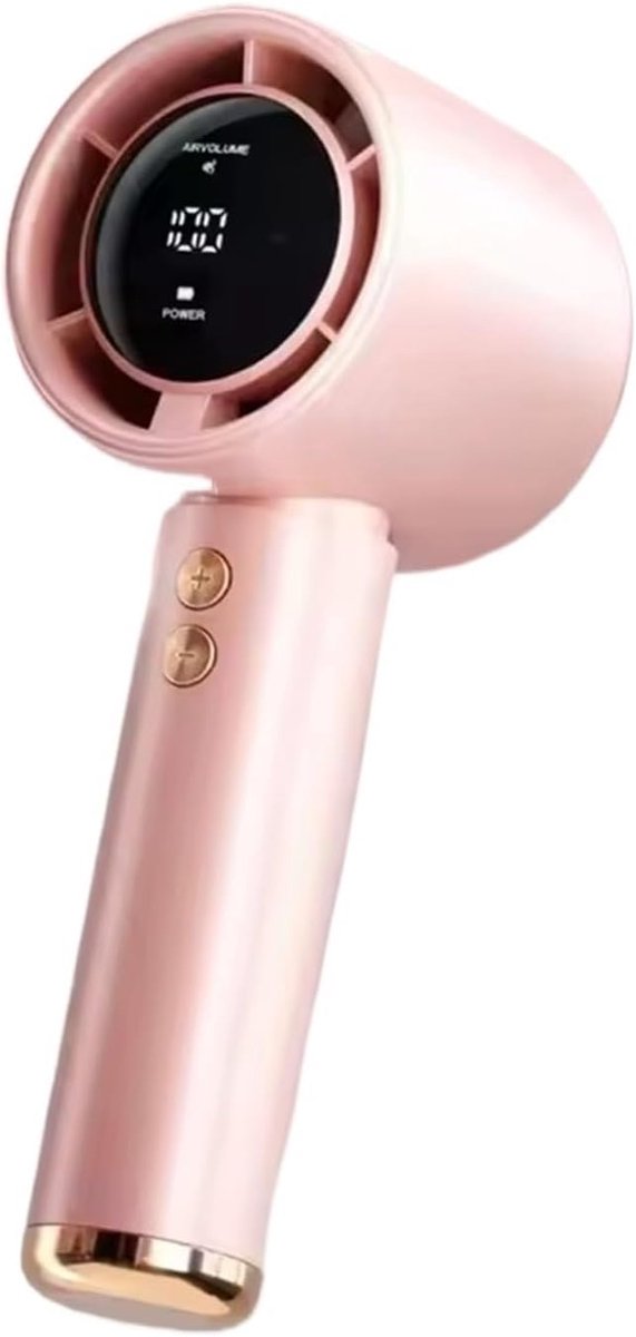 Krachtige kleine ventilator - Geschikt voor kamperen en reizen - Krachtige mini-turbineventilator met hoge snelheid - oplaadbare batterij van 5000 mAh - Mini Draagbare USB Ventilator - Draadloos - Krachtige Turbomotor - Zakventilator - Roze
