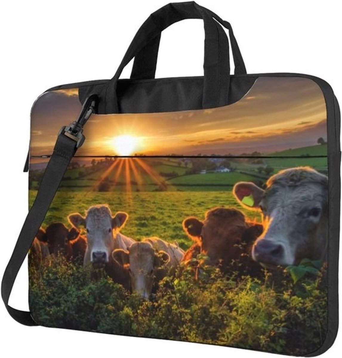 Laptop Schoudertas - Computer Tas - Veilig Vervoer - Unieke Koeienprint - 35.5 x 25.5 cm