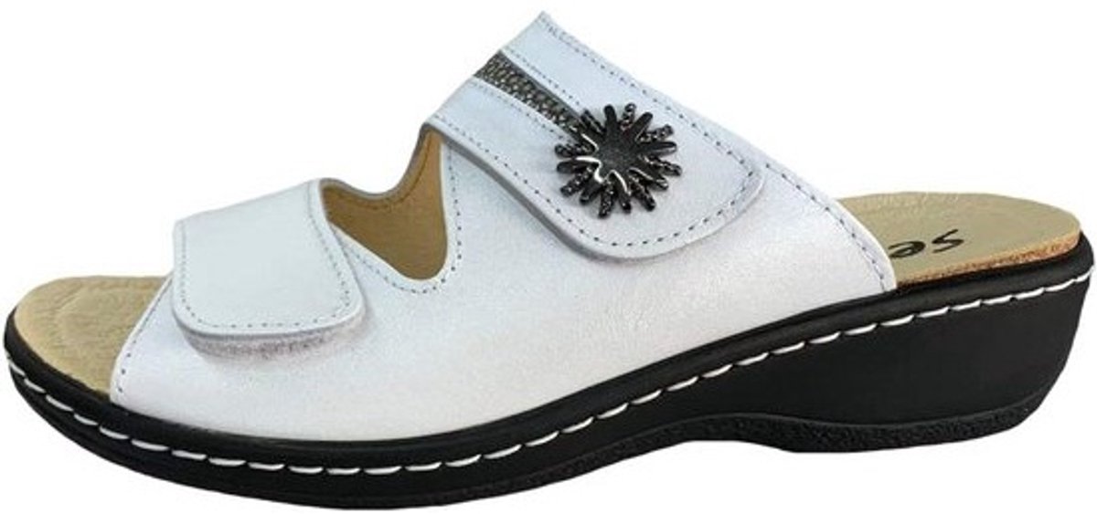 Dames Slippers - Comfortabele Schoenen - Dagelijks Gebruik - Verstelbare Klittenbandsluiting - Hakhoogte 3.5 cm - Wit