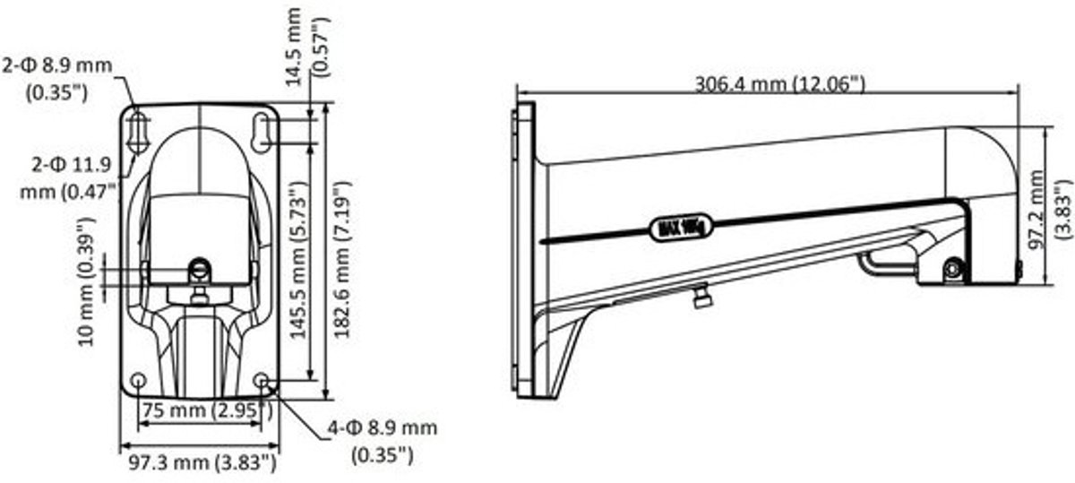 Wandhouder Camera - Muurbeugel Beveiliging - Buiten Surveillance - Stevige Constructie - 30cm Lengte - Wit