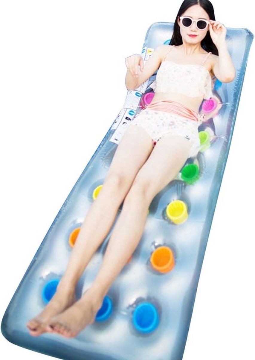 Opblaasbaar drijvend bed - Zwemband lounge - Ontspannen op water - Transparant luchtkussen - 171 x 64 cm - Meerkleurig
