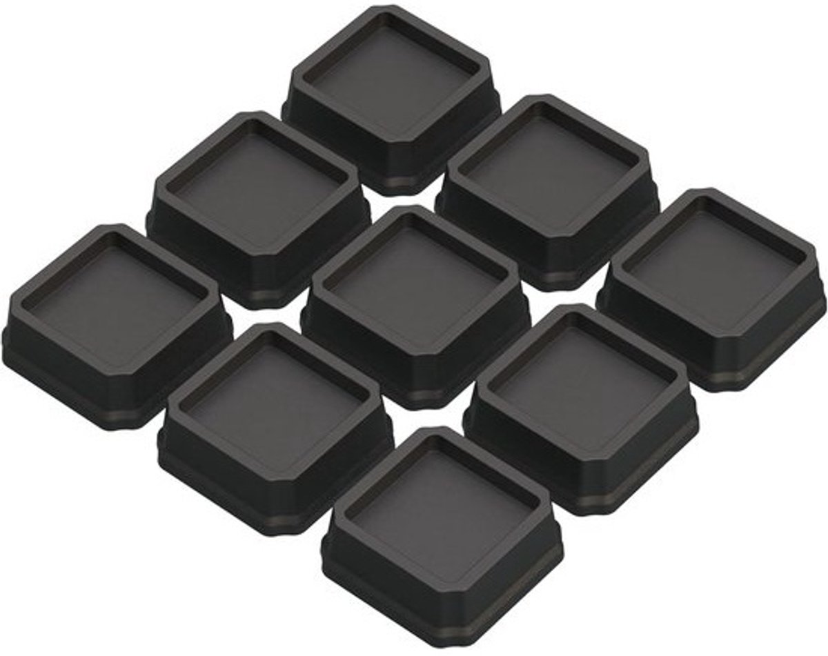 Set van 9 Zwarte Meubelverhogers 1 Inch voor Bed, Bank en Zware Meubels