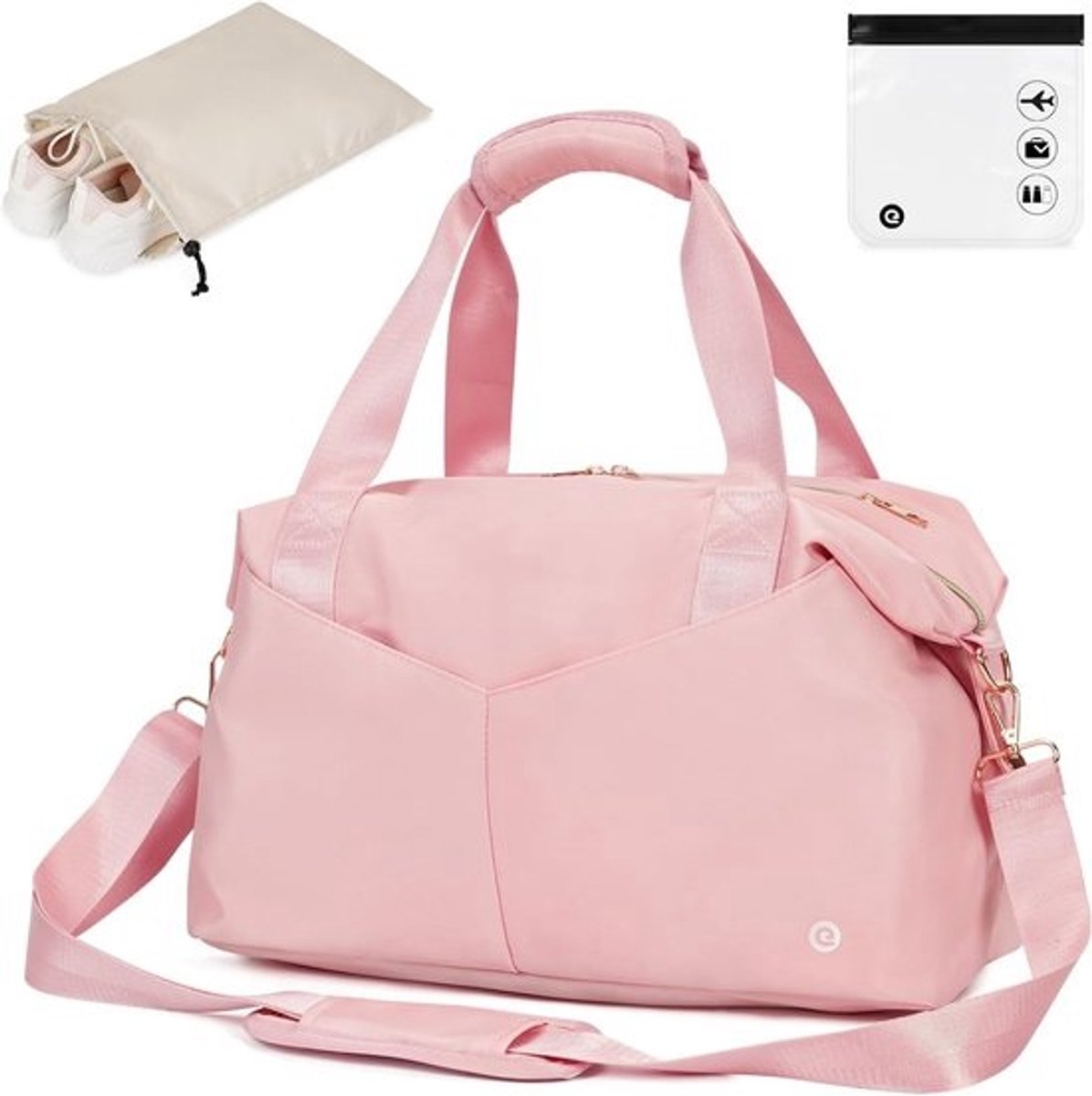 Kleine Sporttas Reis- en Trainingstas voor Dames en Heren - Roze 40x20x25 cm