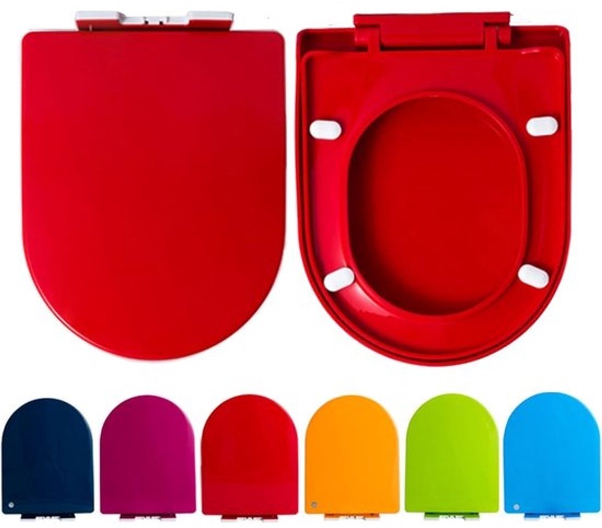 Toiletzitting U-vorm - Badkamer upgrade - Hygiënisch toilet - Snelontgrendeling - 46x36cm - Rood