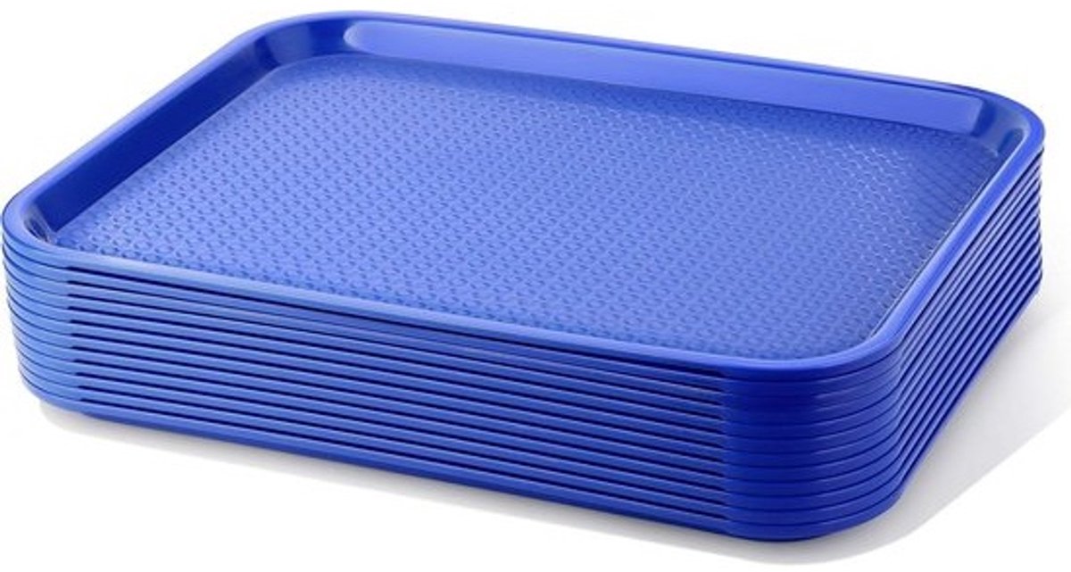 Set van 12 Blauwe Serveerbladen voor Fastfood en Horeca 45x45cm