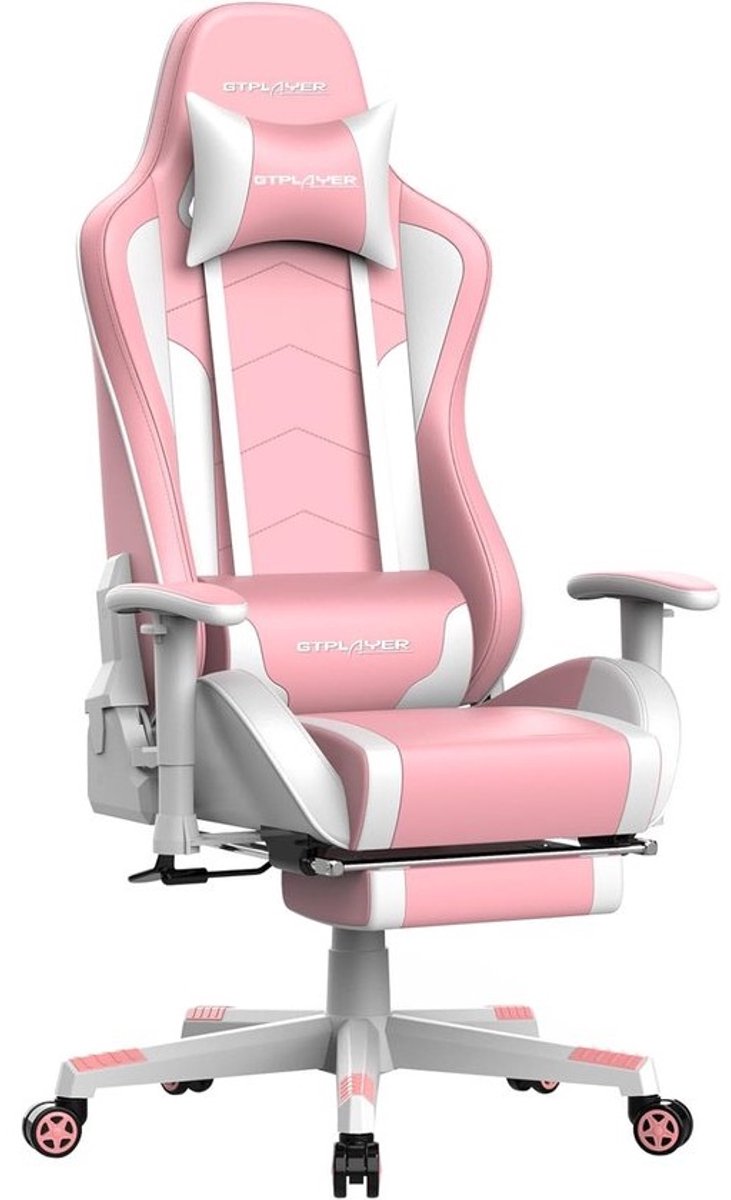 Ergonomische Gamingstoel met Voetensteun en Bluetooth-luidspreker - Belastbaar Tot 150 kg - Roze