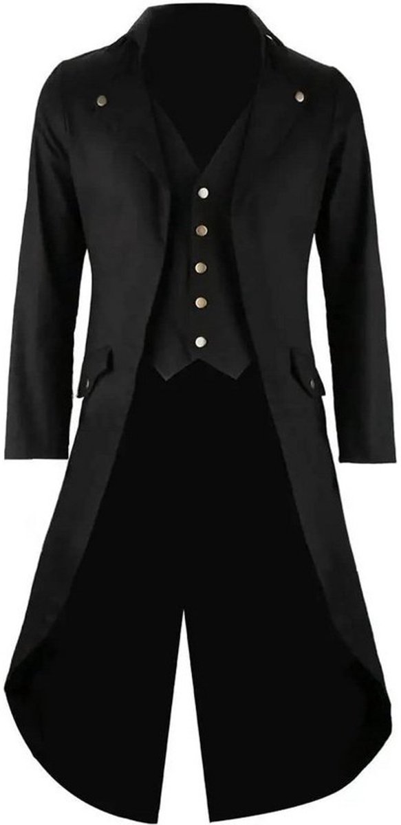 Heren Vintage Steampunk Jas Zwart Uniform Cosplay Kostuum