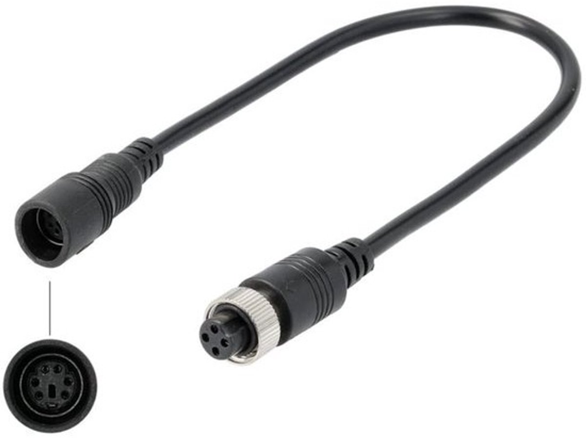 Adapter voor achteruitrijcamera kabel van 4 naar 6 pins connectie 12V-24V