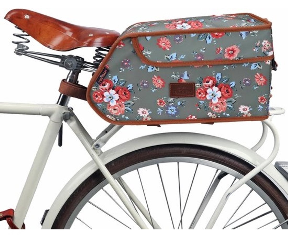 Waterdichte Fietstas Bagagedrager Achtertas met Koelfunctie - Groen Bloemenprint