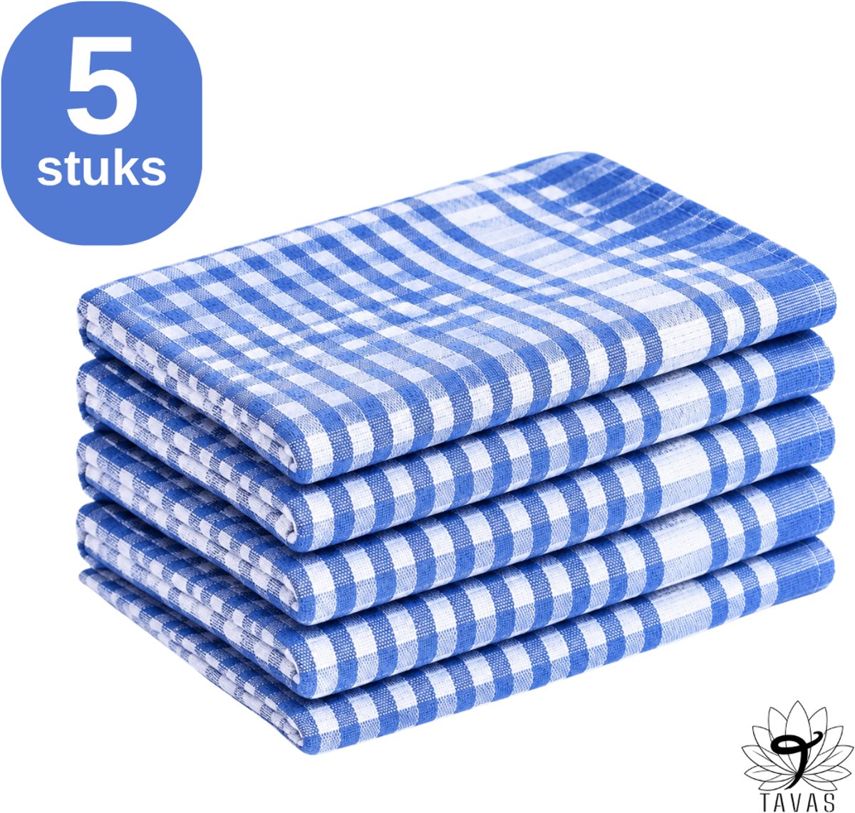 Theedoekenset Blauw Glazendoeken 47x67 cm - Set van 5 - Horeca 80% katoen 20% Polyester Theedoeken horeca