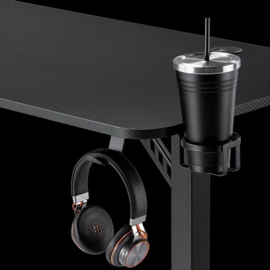 Groot L-vormig Gaming Bureau Hoektafel 160 cm met Bekerhouder en Koptelefoonhaak van Merkloos — afbeelding 2