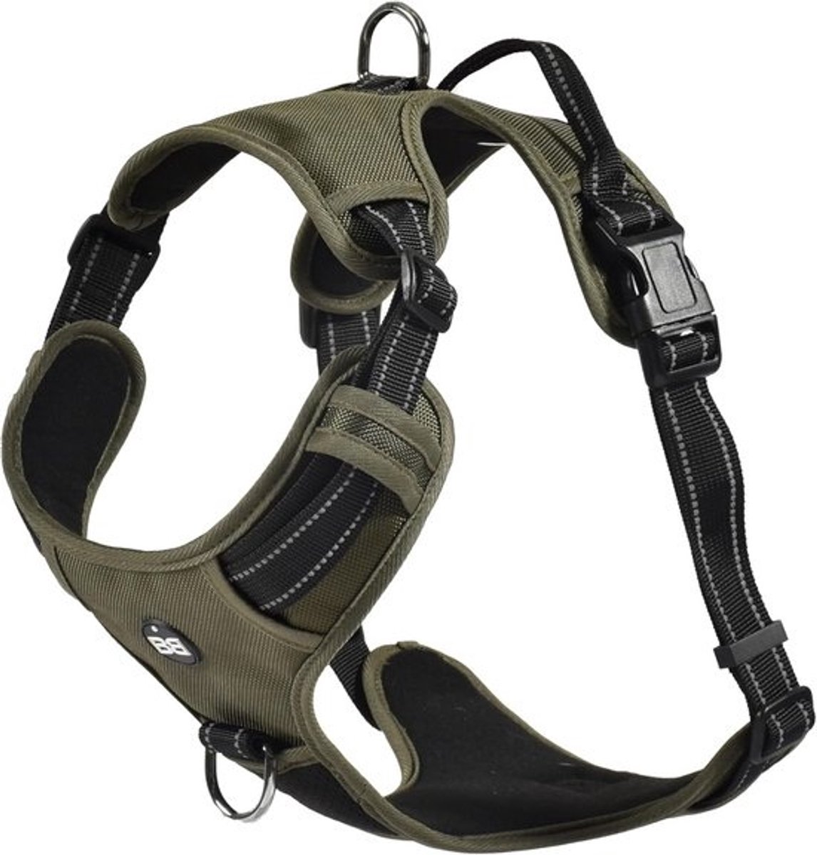 Hondenharnas Kaki XS - Reflecterend Nylon Tuigje met Verstelbare Gespen | Nek 20-32 cm, Borst 36-43 cm