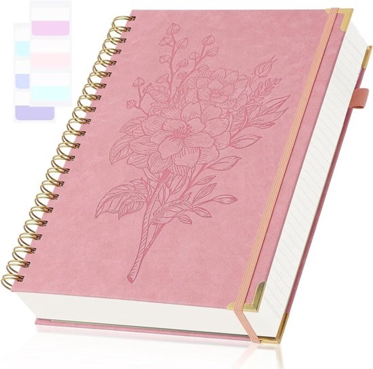 Spiraal notitieboek A4 College-Ruled Hardcover met Genummerde Pagina's - Roze