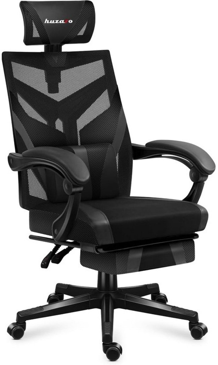 Ergonomische Gaming Stoel Zwart met Verstelbare Voetensteun