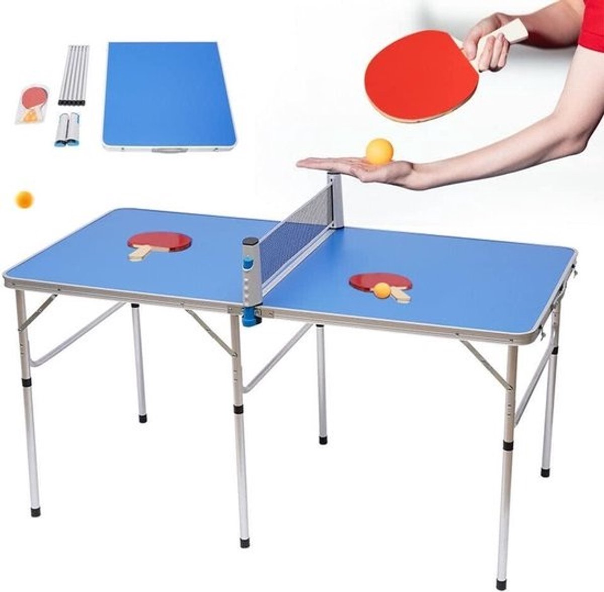 Compacte Tafeltennistafel voor Binnen en Buiten - Inclusief Net - 152x76 cm Speelplezier