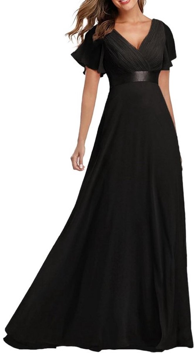 Elegante Avondjurk met V-Hals en Grijper voor Dames - Chiffon A-lijn Bruidsmeisjesjurk
