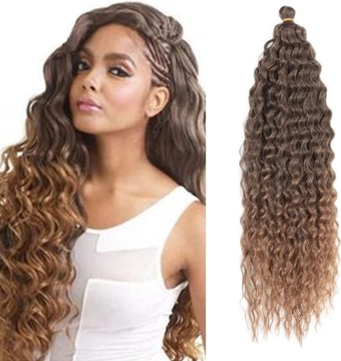 22 Inch Deep Twist Krul Vlechten Set - 3 Bundels Ocean Wave Bohemian Synthetisch Haar