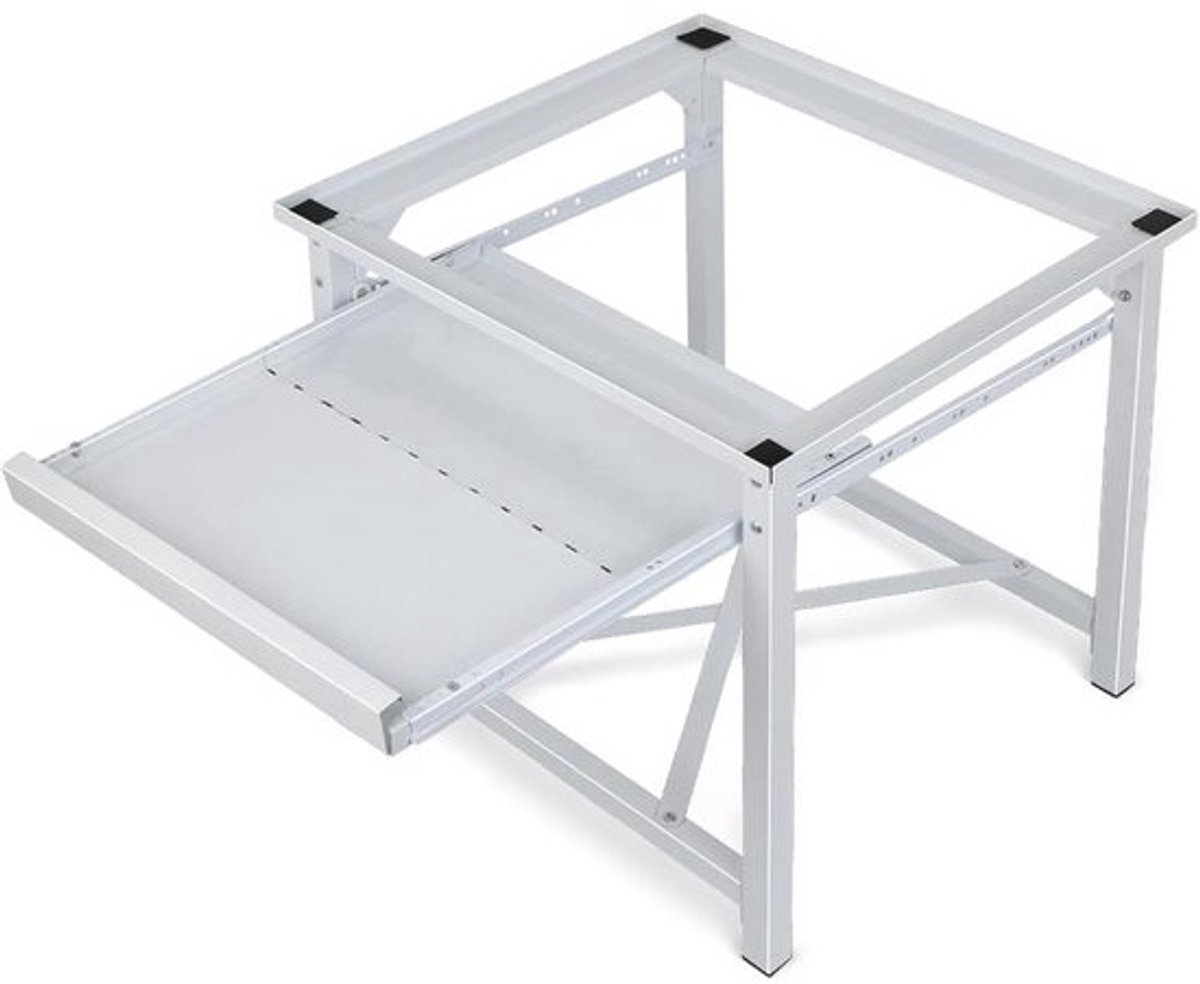Metalen wasmachine-onderstel - Verhoogd frame - Apparaten plaatsen - Uittrekbare plank - 60 x 56 x 52 cm - Wit