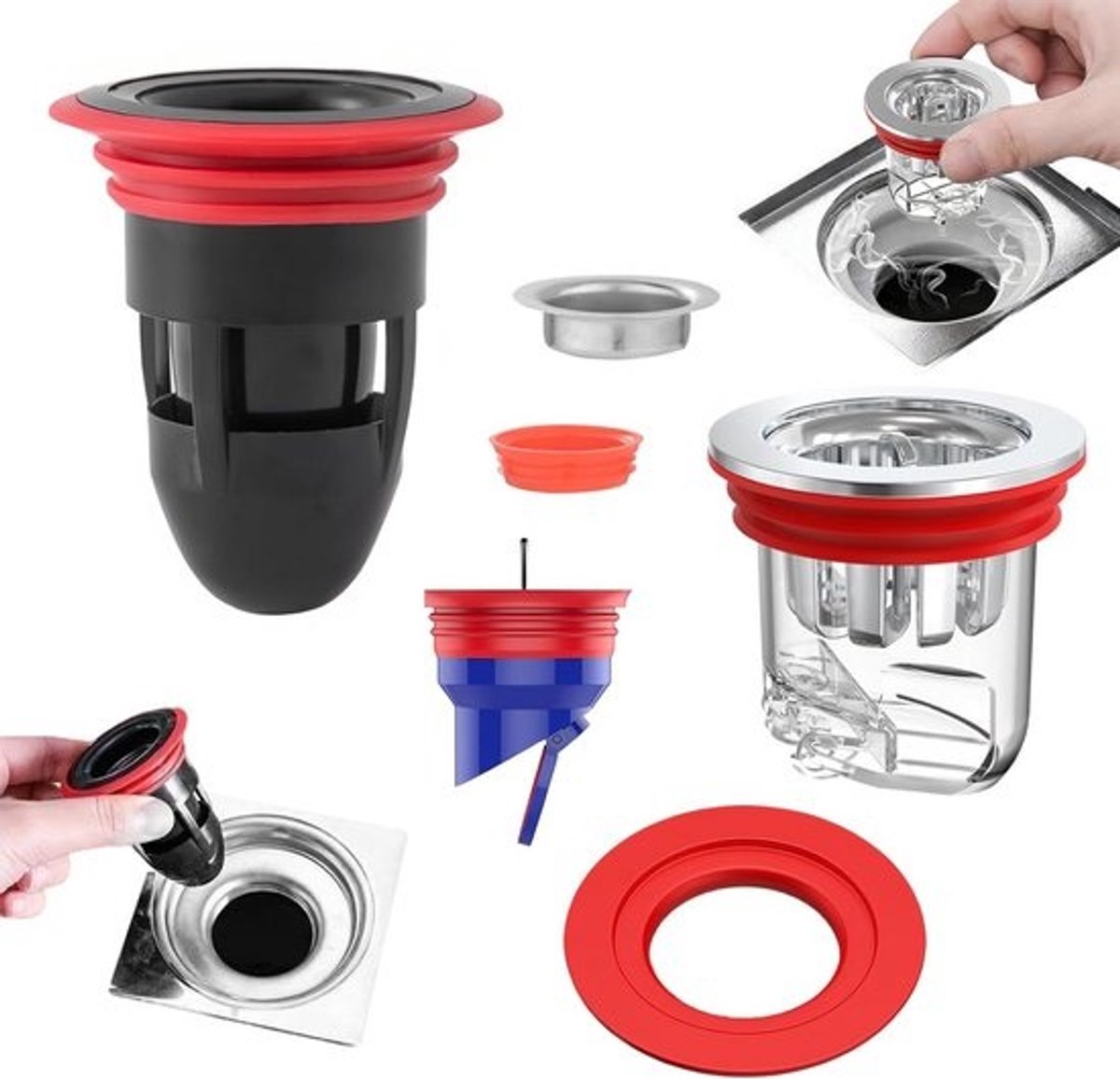 Set van 3 Universele Geurafsluiters voor Douche, Vloer- en Keukenafvoer (32-55 mm)