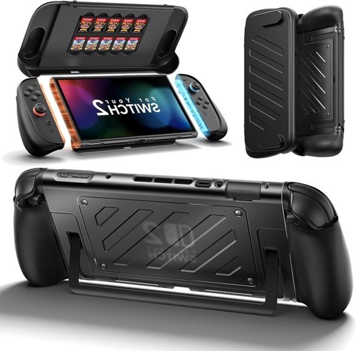 Beschermcase voor Switch 2 met Ergonomisch Handvat, Ruimte voor 10 Speelkaarten en Schokbestendig Ontwerp