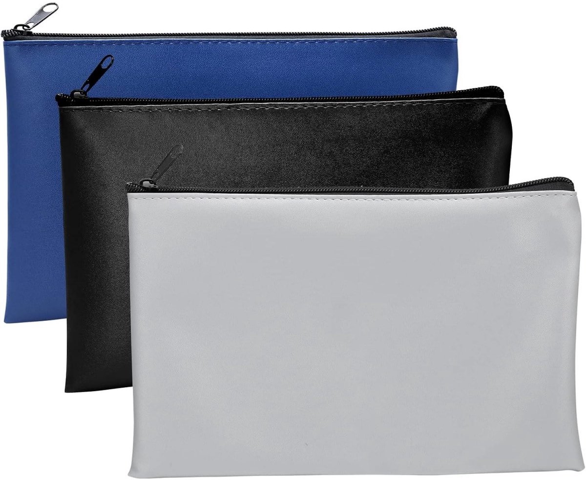 SSTRWGOOD Kunstlederen portemonnees - Set van 3 - Formaat 28 x 16 cm - Geschikt voor A5-documenten - Ideaal geschikt voor zakelijk gebruik, thuis, school, etc. - Verkrijgbaar in blauw, zwart en lichtgrijs.