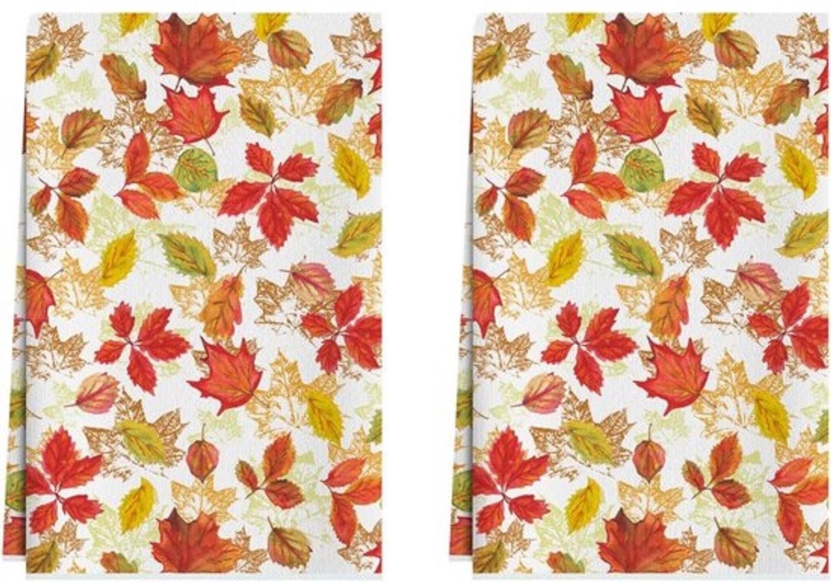 Theedoeken herfst kleur esdoorn bladeren 45x66 cm hand keuken handdoeken vaat doek woon decoratie set van 2