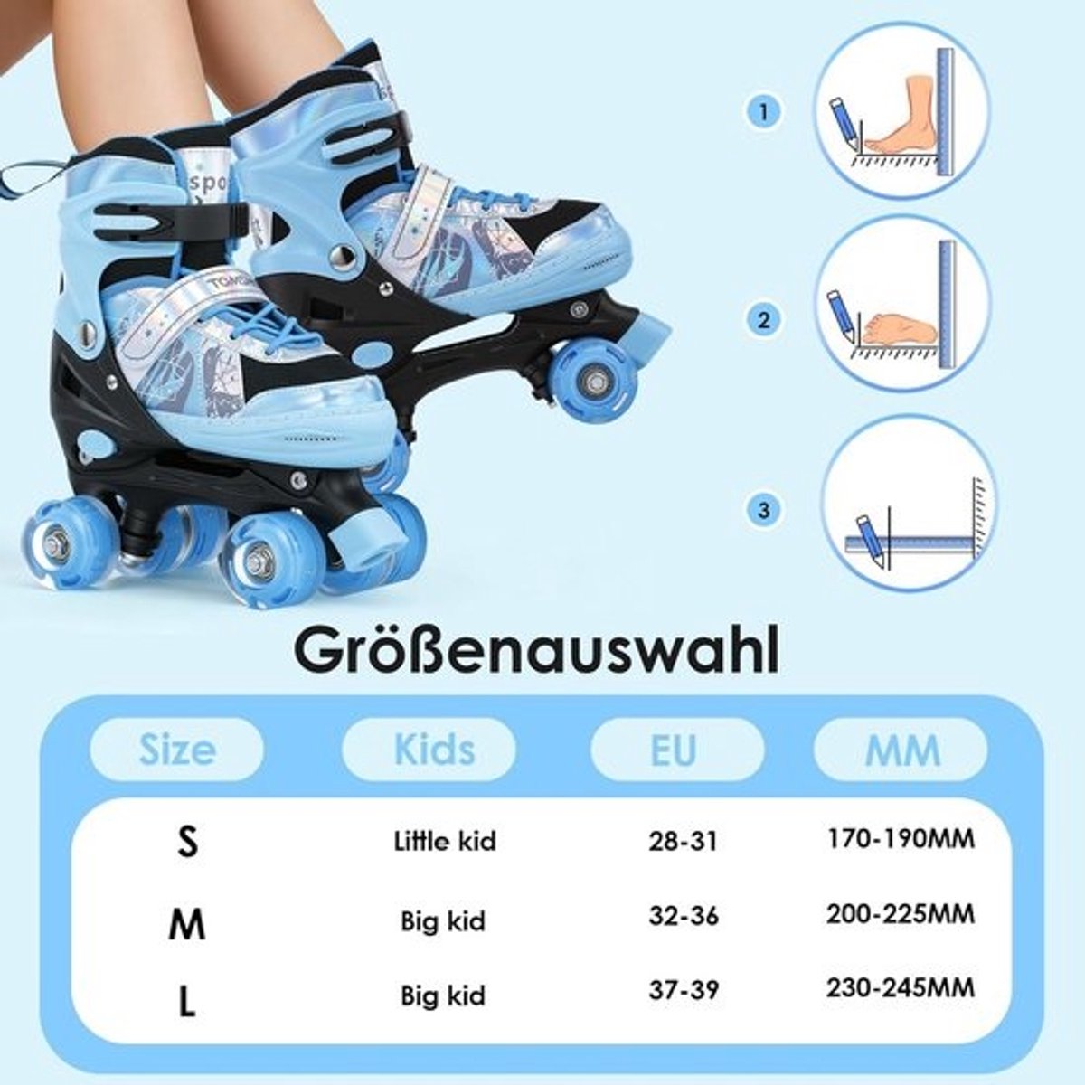 Verstelbare Inline Skates voor Kinderen met LED Licht, Inclusief Beschermers