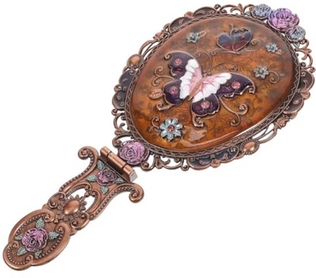 Vintage Handspiegel - Opvouwbare Metalen Spiegel voor Make-up - Compact en Draagbaar