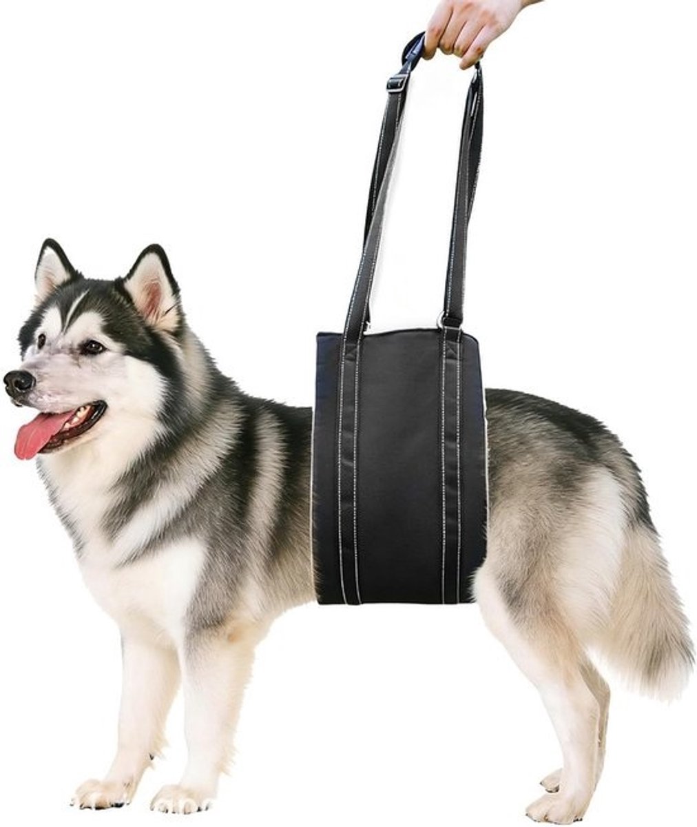 Honden Hefhulp - Steun Harnas - Mobiliteit Verbeteren - Verstelbaar Reflecterend - Maat XL - Zwart