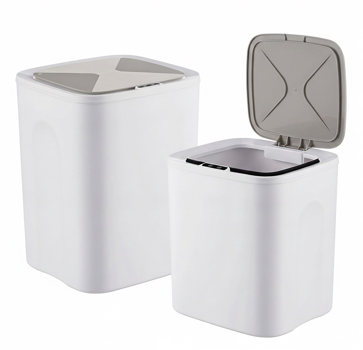 Prullenbak met sensor - 2-delige set - 14 en 16 l - creme