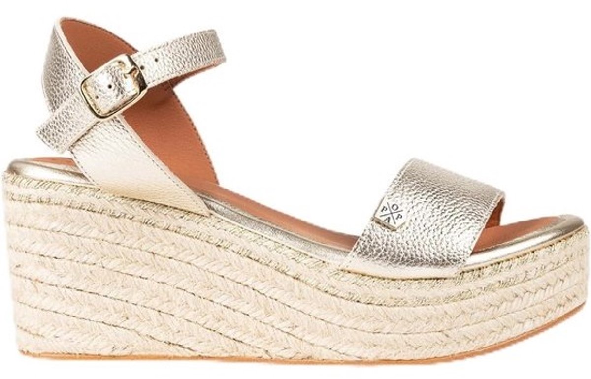 Sandalen met sleehak - Gouden damesschoenen - Zomerse gelegenheden - Comfortabele lage hak - Ronde neus - Goudkleurig