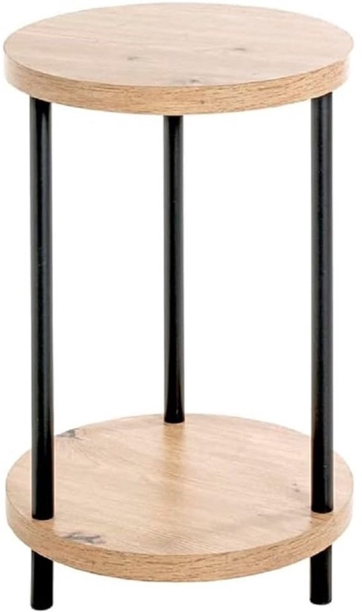 Moderne bijzettafel zwart licht eiken 50 cm MDF metaal