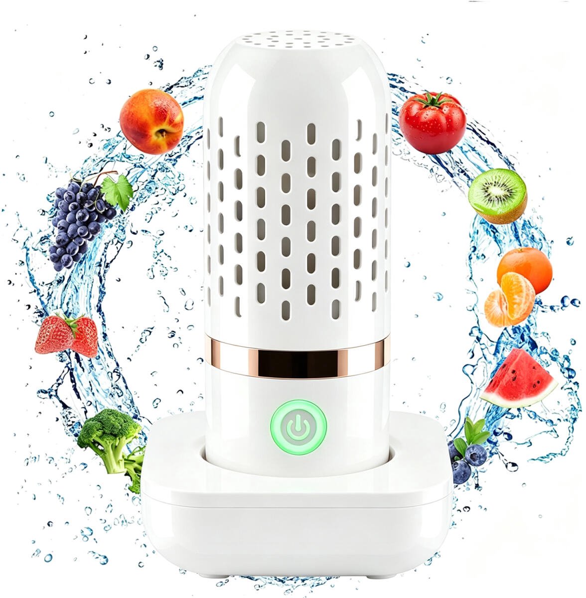 Draagbare reiniger - Fruit- en groentewasser - Groente Reinigen - Draagbare - Elektronische Groente en Fruit Reiniger - Geschikt Voor Groenten - Draagbare Ultrasonische Groente - USB Oplaadbaar - Fruit & Groente - wit