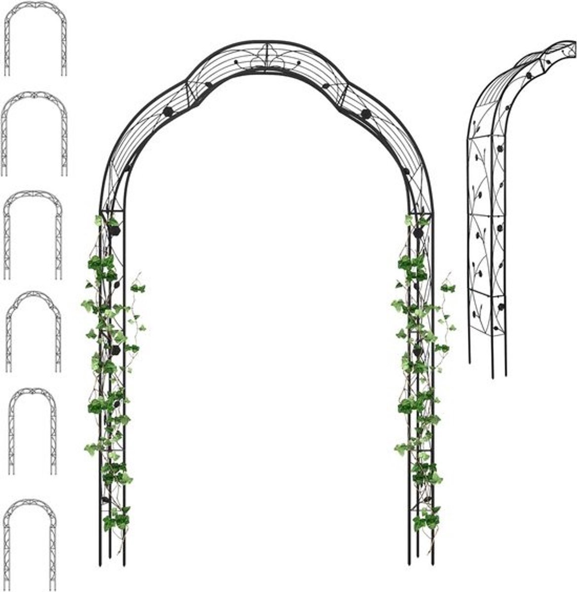 Rozenboog Metaal - Tuinboog Klimhulp - Planten Steunen - 7 Vormen Mogelijk - 150 x 39 x 250 cm - Zwart