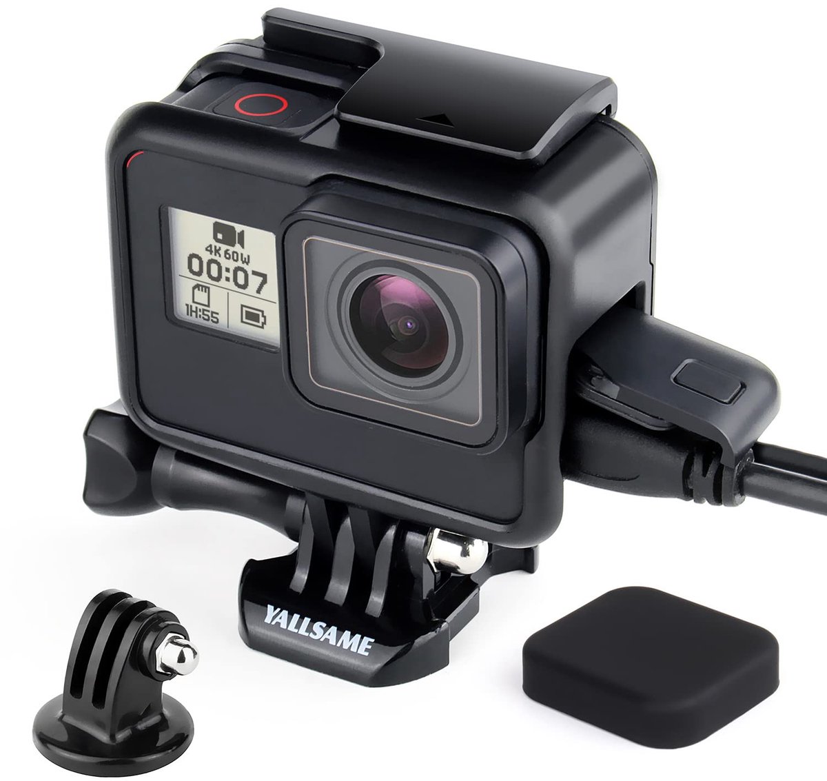 YALLSAME Frame Mount Case voor GoPro HERO 7 6 5 met Lens Cap Statief Adapter Beschermende Skelet Behuizing Accessoires - ShopVlot