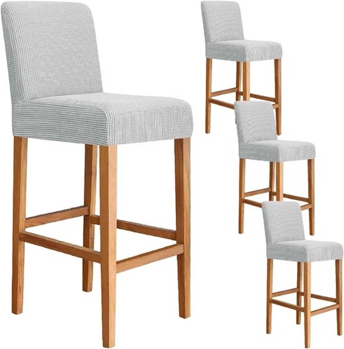 Barkruk Hoezen - Stoelhoezen Set - Vernieuw Interieur - Zacht Stofontwerp - Universele Pasvorm - Lichtgrijs