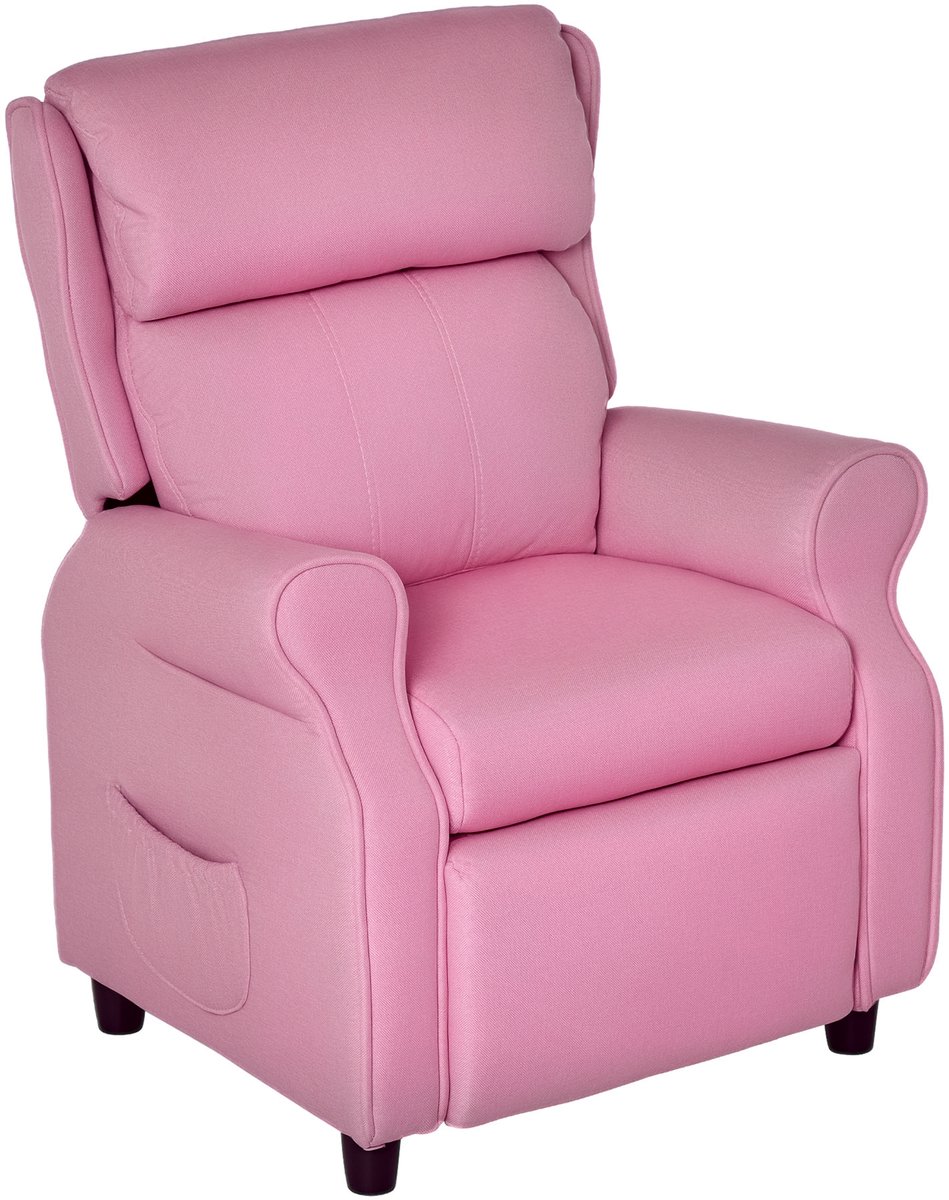 Kinderbank - kinderfauteuil met voetensteun - armleuningen - verstelbare rugleuning - relaxfauteuil - kinderbank - stoel - slaapbank - kinderbank voor jongens en meisjes van 3 - 5 jaar - roze